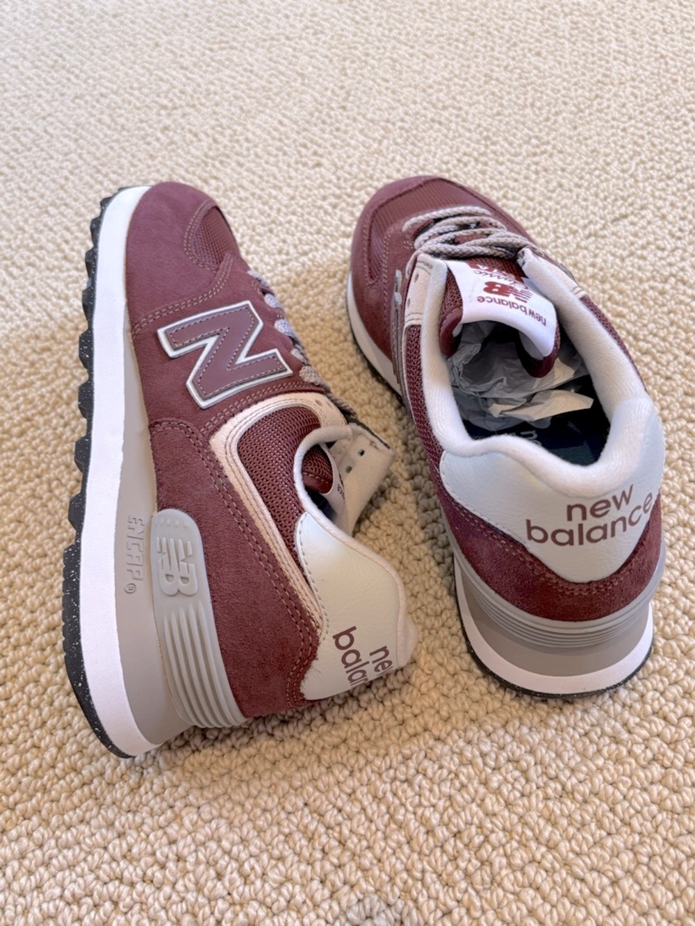 New Balance Burgundy and Gray Suede Retro Sneakers 574 Core - Picture 3 of 4